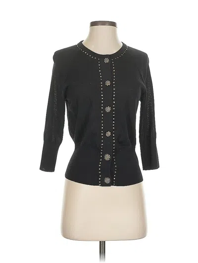 Pre-owned St John Wool Cardigan Sweater In Black