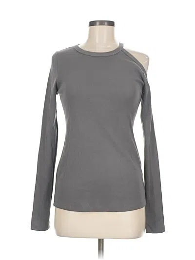 Pre-owned Renee C Long Sleeve Top Gray One Shoulder Neckline Tops
