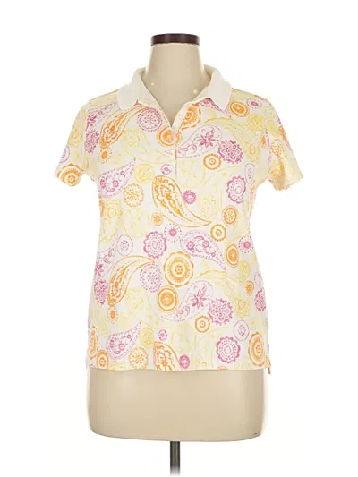 Pre-owned Lands' End Short Sleeve Polo Shirt In Yellow