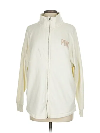 Pre-owned Victoria's Secret Pink Zip Up Hoodie In White