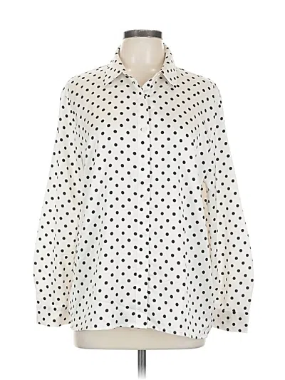 Pre-owned Ann Taylor Loft Long Sleeve Blouse In White