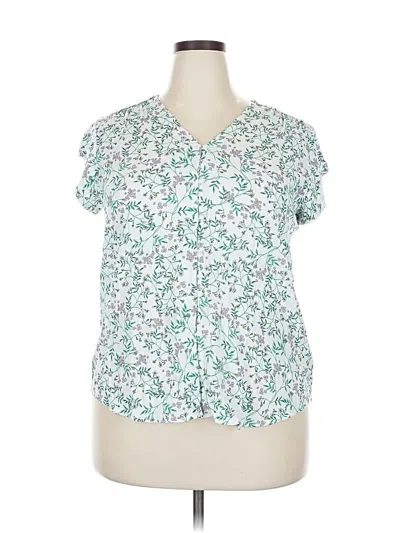 Pre-owned Liz Claiborne Short Sleeve Blouse In Green
