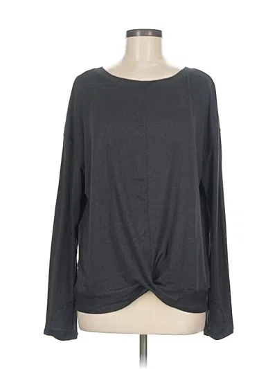 Pre-owned Zella Long Sleeve Top Gray Crew Neck Tops