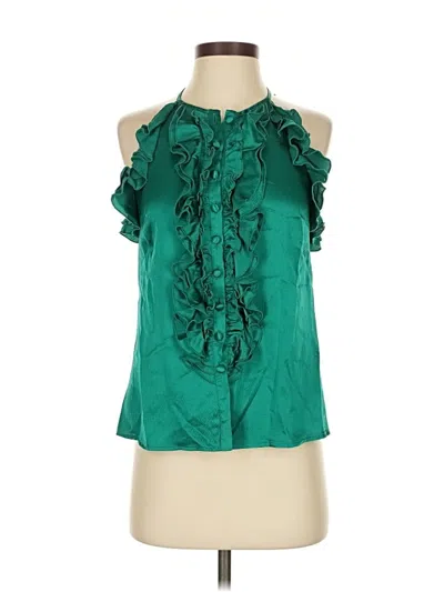 Pre-owned Nanette Lepore Sleeveless Silk Top Green Halter Neckline Tops