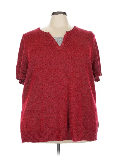 Pre-owned Catherines Short Sleeve Top Red V Neck Tops