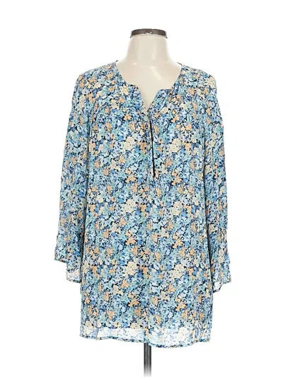 Pre-owned Jjill 3/4 Sleeve Blouse In Blue