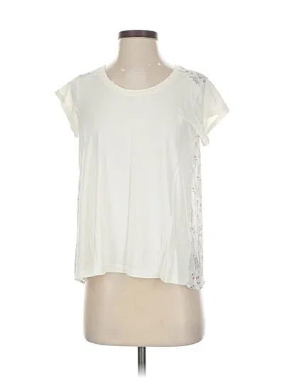 Pre-owned Uniqlo Short Sleeve Top Ivory Keyhole Neckline Tops In White