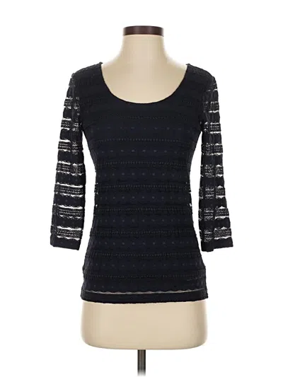 Pre-owned Ann Taylor 3/4 Sleeve Top Black Boatneck Tops