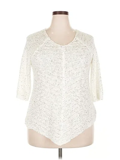 Pre-owned Roman 3/4 Sleeve Top Ivory Scoop Neck Tops In White