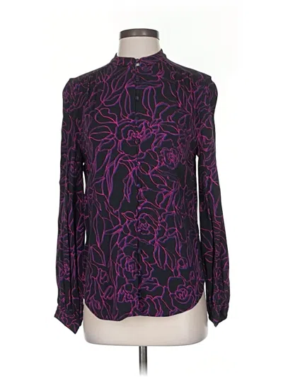 Pre-owned Equipment Long Sleeve Blouse In Purple