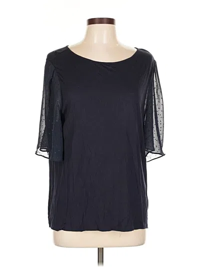 Pre-owned Ann Taylor Loft 3/4 Sleeve Top Black Boatneck Tops