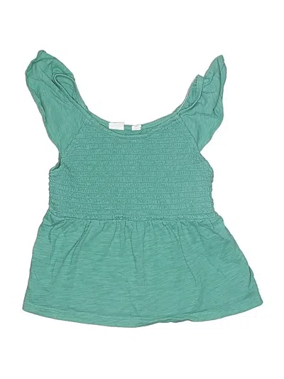 Pre-owned Gap Kids' Short Sleeve Top Teal Sweetheart Neckline Tops In Blue