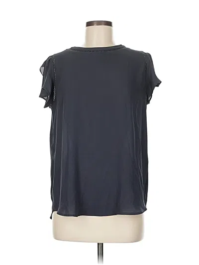 Pre-owned Ann Taylor Loft Short Sleeve Top Gray Cold Shoulder Neckline Tops