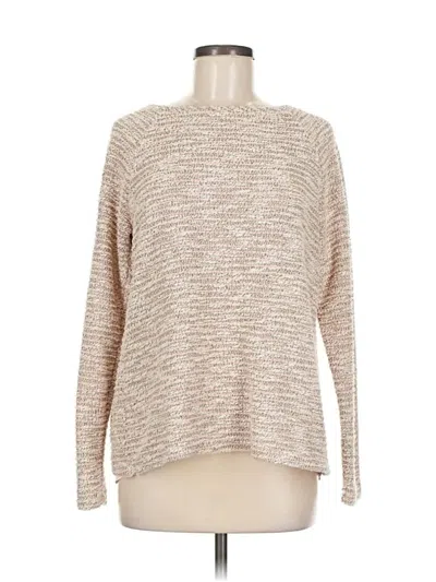 Pre-owned Ann Taylor Loft Long Sleeve Top Tan Boatneck Tops In Brown