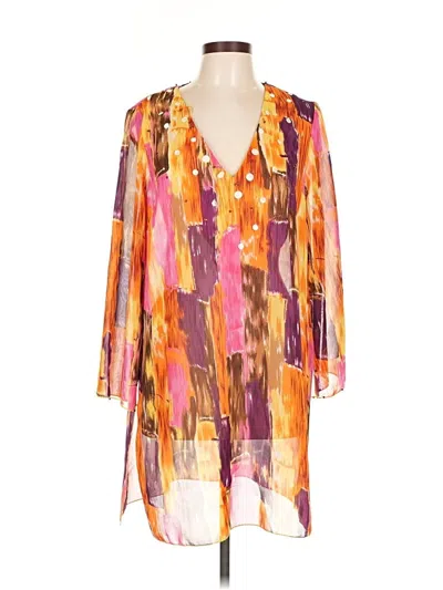 Pre-owned Mix Nouveau Long Sleeve Blouse In Orange