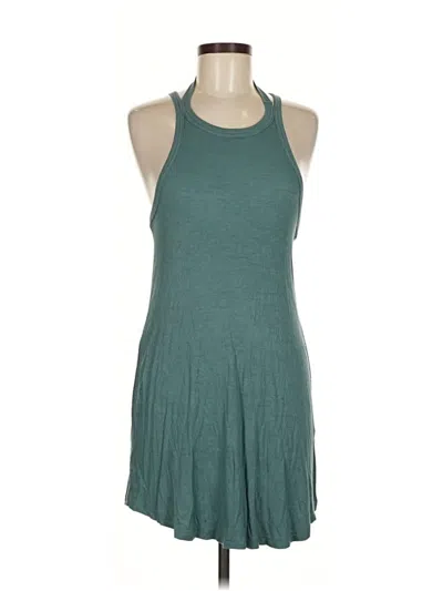 Pre-owned Rvca Tank Top Teal Halter Neckline Tops In Blue