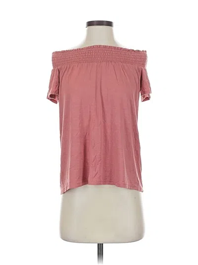 Pre-owned Drew Short Sleeve Top Pink Off The Shoulder Neckline Tops