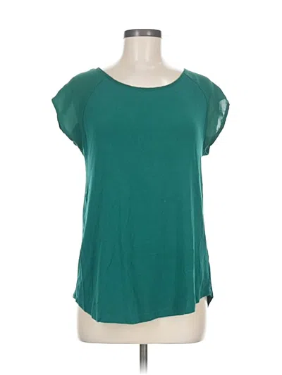 Pre-owned Tahari Short Sleeve Top Teal Scoop Neck Tops In Blue