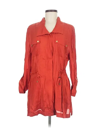 Pre-owned Chico's 3/4 Sleeve Button Down Shirt In Orange