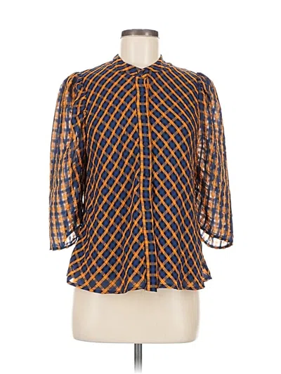Pre-owned Eva Franco 3/4 Sleeve Blouse In Orange