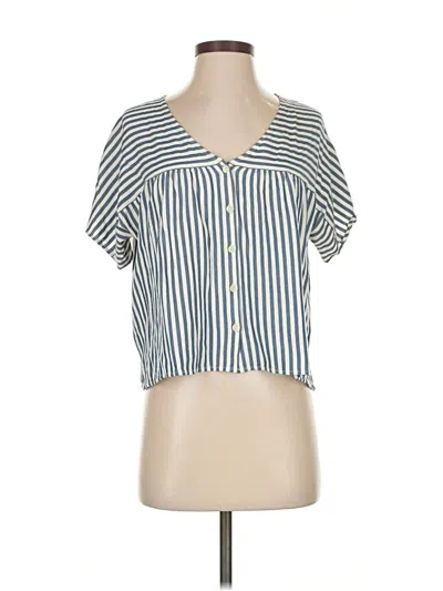Pre-owned Madewell Short Sleeve Blouse In Blue