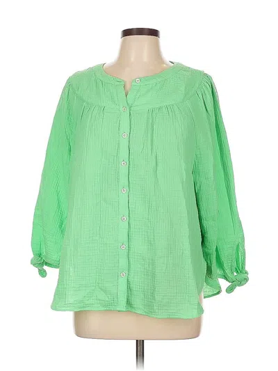 Pre-owned Talbots 3/4 Sleeve Blouse In Green