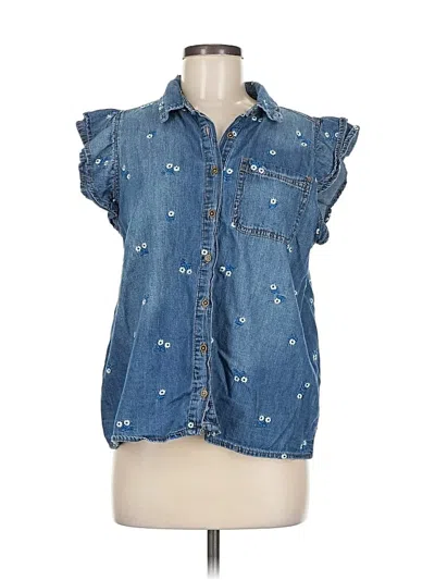 Pre-owned Kensie Sleeveless Button Down Shirt In Blue
