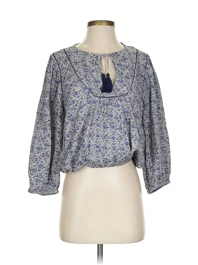 Pre-owned Lucky Brand 3/4 Sleeve Blouse In Blue