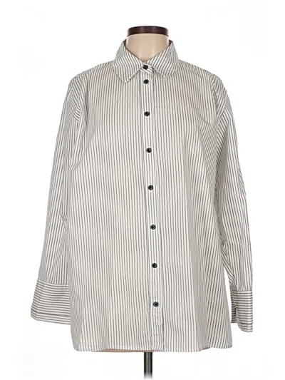 Pre-owned Zara Long Sleeve Button Down Shirt In Silver