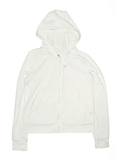 Pre-owned Athleta Girl Kids' Zip Up Hoodie In White