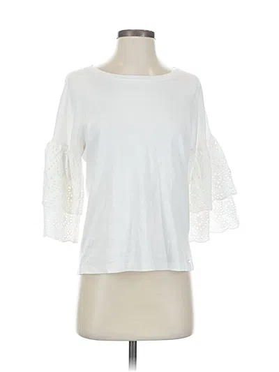 Pre-owned Dkny 3/4 Sleeve T-shirt In White