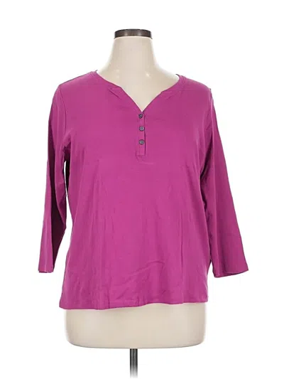 Pre-owned Style & Co 3/4 Sleeve Henley Shirt In Purple