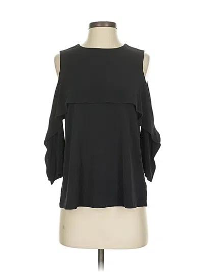Pre-owned Ellen Tracy 3/4 Sleeve Top Black Cold Shoulder Neckline Tops