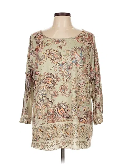 Pre-owned Gloria Vanderbilt 3/4 Sleeve Blouse In Brown