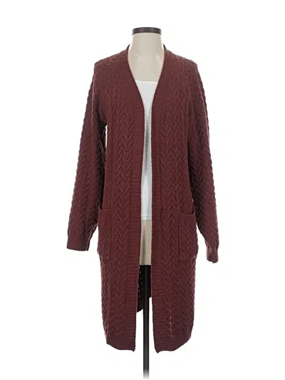 Pre-owned Pink Rose Cardigan Sweater In Burgundy