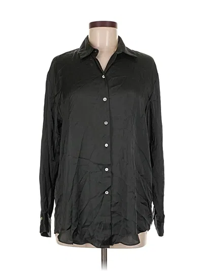 Pre-owned Zara Long Sleeve Button Down Shirt In Black