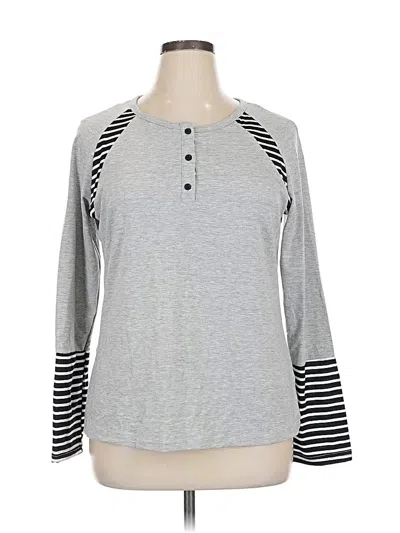 Pre-owned Unbranded Long Sleeve Henley Shirt In Gray