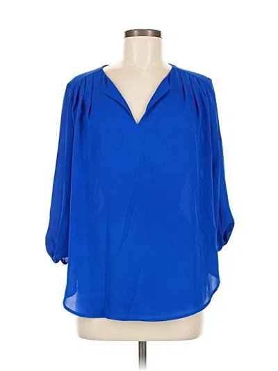 Pre-owned Pleione 3/4 Sleeve Blouse In Blue