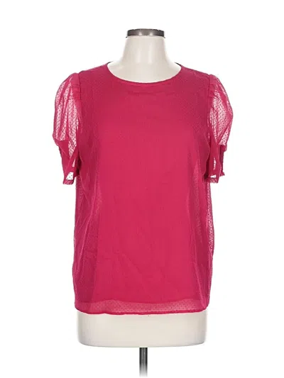 Pre-owned Ann Taylor Loft Short Sleeve Top Pink Scoop Neck Tops