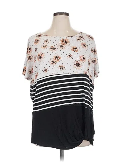 Pre-owned 24/7 Maurices Short Sleeve Top Black Cold Shoulder Neckline Tops