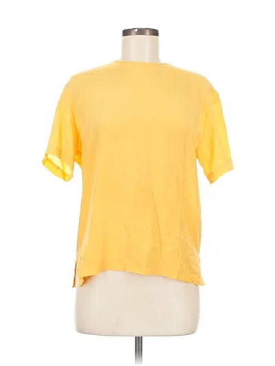 Pre-owned Liz Claiborne Collection Short Sleeve Top Yellow Crew Neck Tops