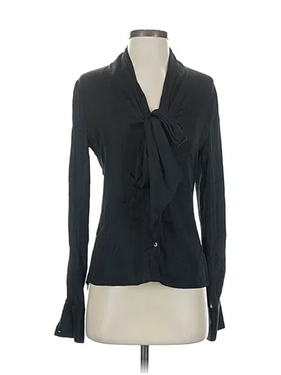 Pre-owned Rachel Zoe Long Sleeve Silk Top Black Tie Neck Tops