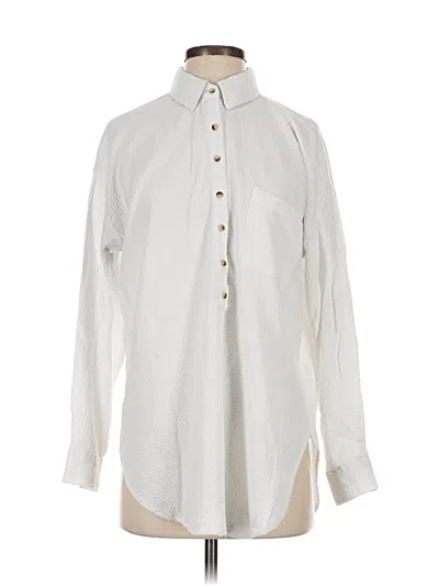 Pre-owned Pilcro By Anthropologie Long Sleeve Button Down Shirt In White