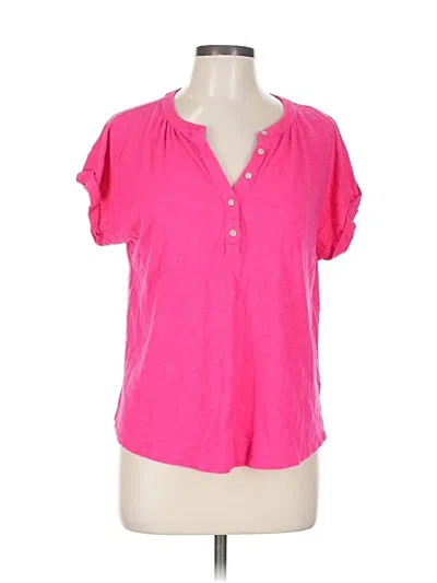 Pre-owned 89th & Madison Short Sleeve Top Pink Plunge Neckline Tops