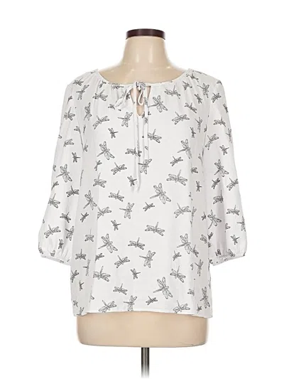 Pre-owned Olivia & Martin 3/4 Sleeve Blouse In White