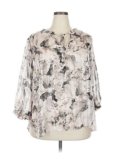 Pre-owned Roz & Ali 3/4 Sleeve Blouse In Silver