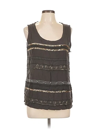 Pre-owned Donna Karan Sleeveless Silk Top Brown Scoop Neck Tops