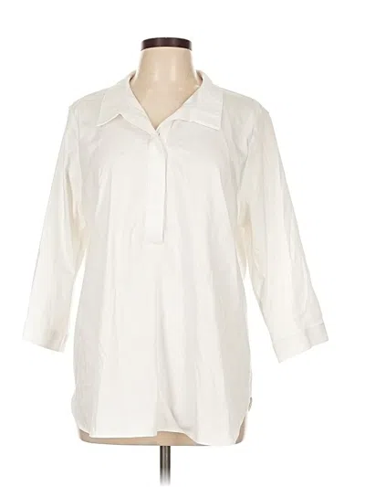 Pre-owned Chico's 3/4 Sleeve Button Down Shirt In White