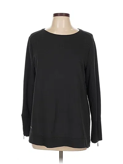 Pre-owned Zenergy By Chico's Long Sleeve Top Black Boatneck Tops