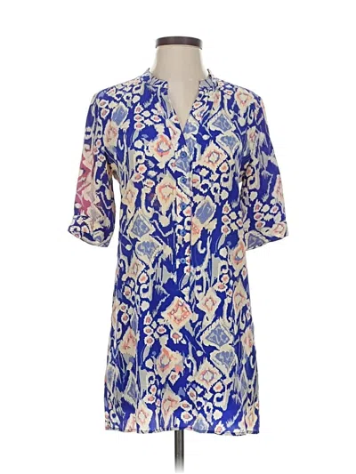 Pre-owned Tucker Short Sleeve Blouse In Blue